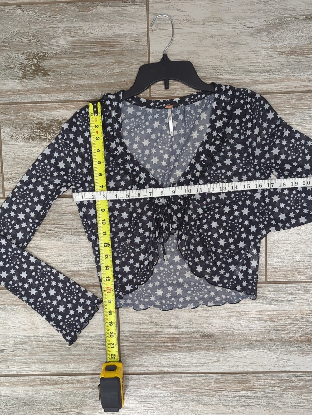 Free People Marne Celestial Star Print Sheer Mesh Tie Front Crop Top/Cardigan XS - Picture 9 of 12